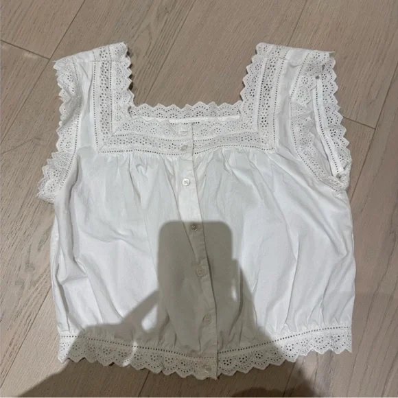 Doen Tillie White Lace Button Tank Top in White Size XXS - Picture 2 of 5